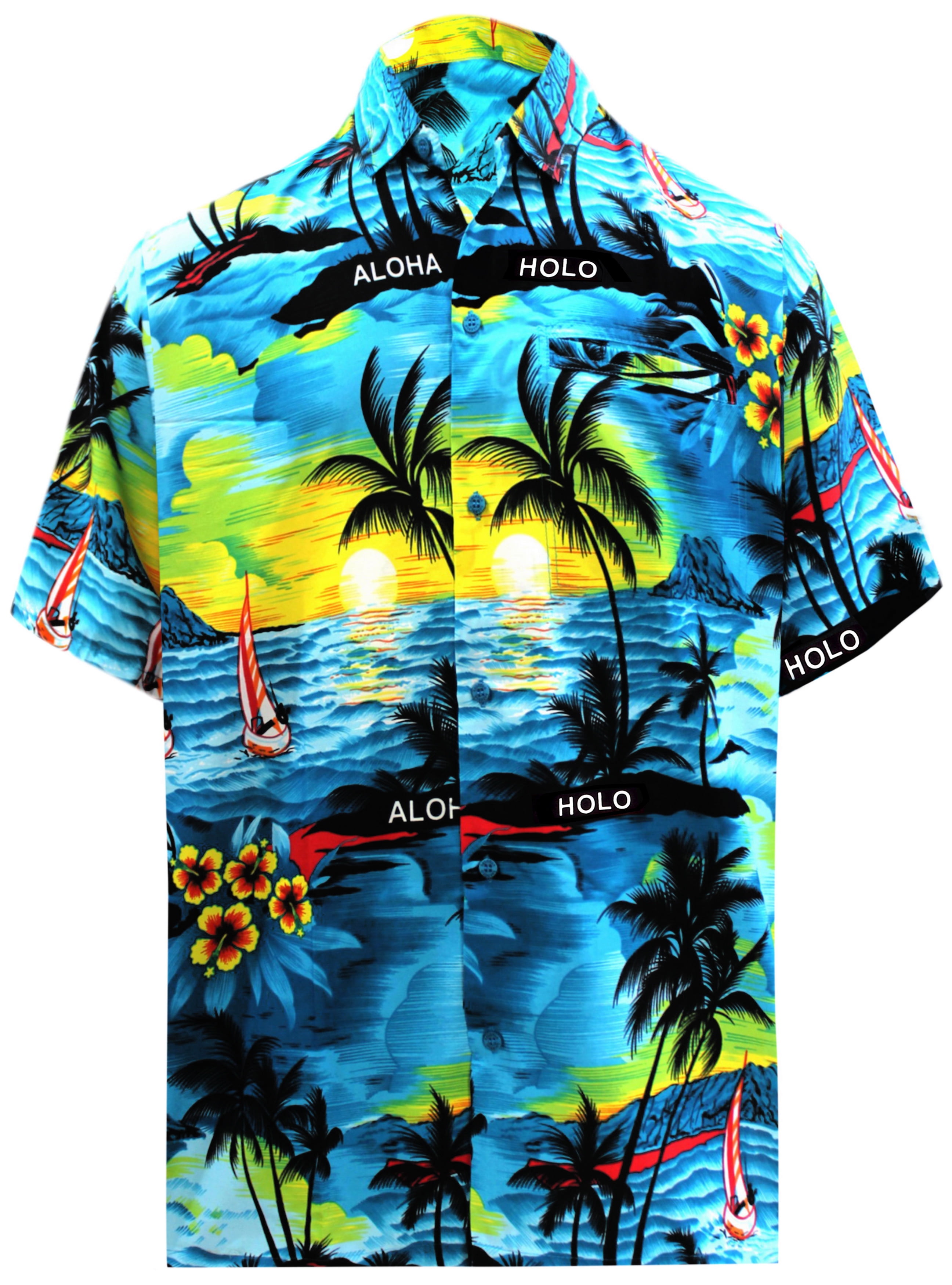 Men's Beach button down Hawaiian Men's Front Pocket Aloha Hawaiian
