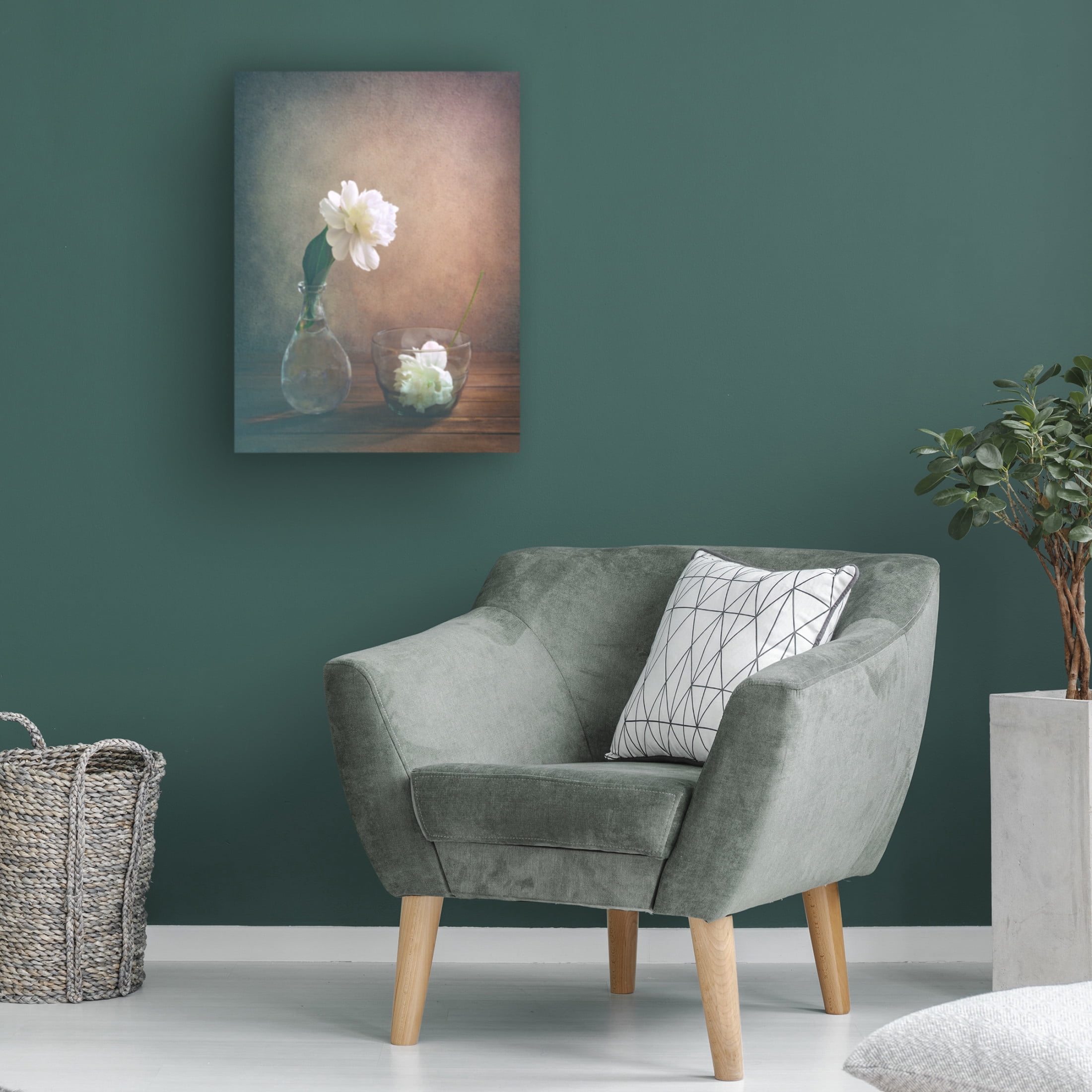 Canvas Wall Art - Sophie Pan 'Two Peonies' Wall Art for Living Room, Bedroom, or Office D?cor by Trademark Fine Art - 14 x 19 Inches