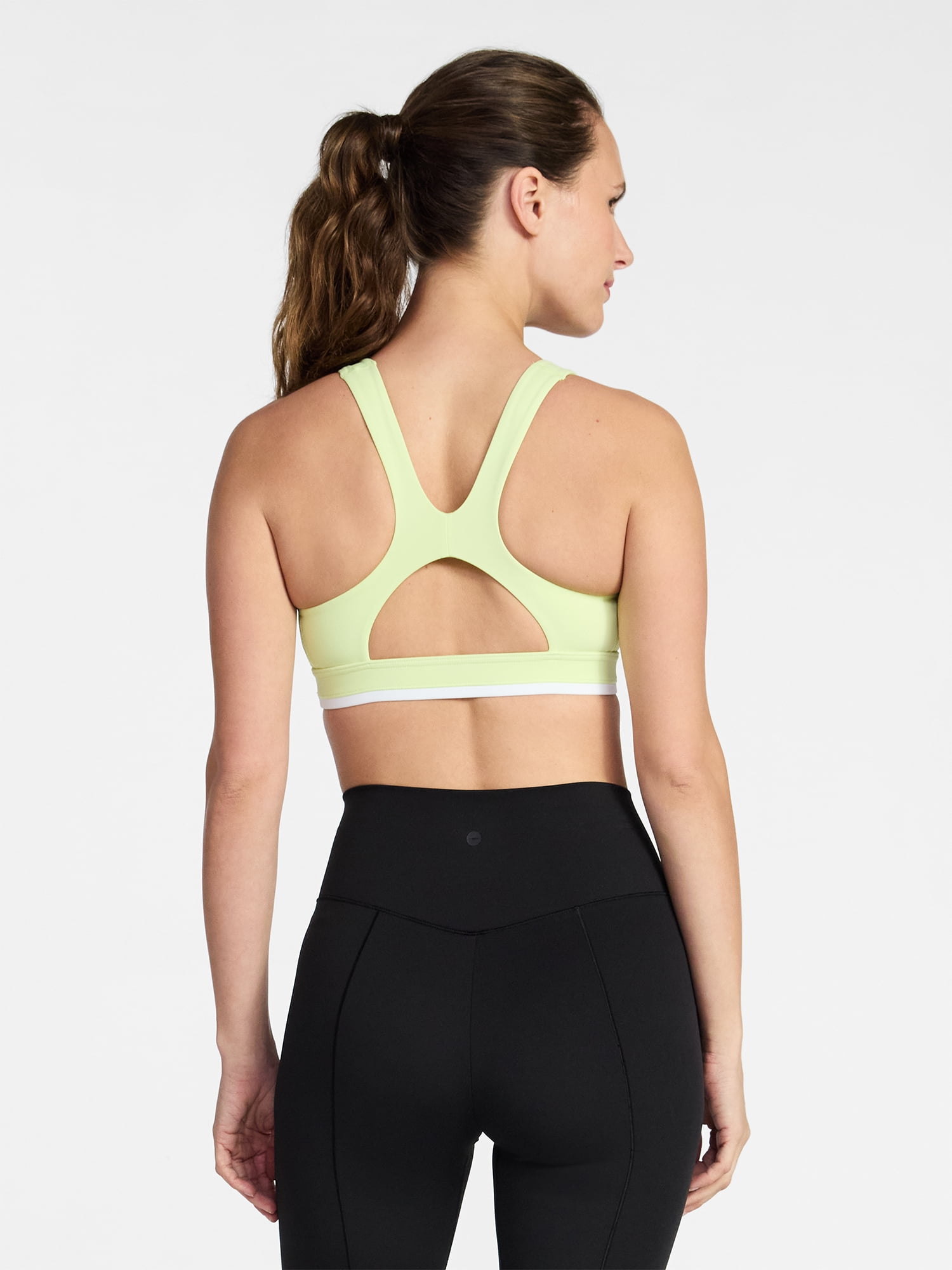 Avia Women's Medium Support Open Back and Contrast Tipping Sports Bra, XS-XXXL