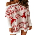 thumbnail image 1 of Robe Tricotée de Noël pour Femmes, Imprimé Élan Flocon de Neige, Chandail à Manches Longues en Laine, Chandail Ample, Jupe Courte Automne Hiver, 1 of 6