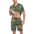 thumbnail image 3 of joogoo Men's Pajama Set Leopards in Tropical V-Neck Pj Shorts Set 2 Piece Loungewear Sleepwear M, 3 of 7