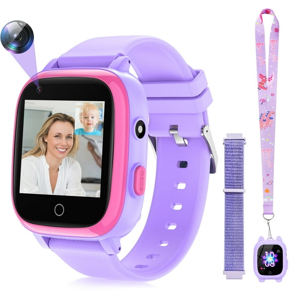 SHANNA 4G Kids Smartwatch With GPS Tracker, Smart Watch Phone for Boys Girls Aged 3-12 with Call, SOS, Games, Camera, Alarm, Video, Music Player, Christmas Gift for Kids, Purple