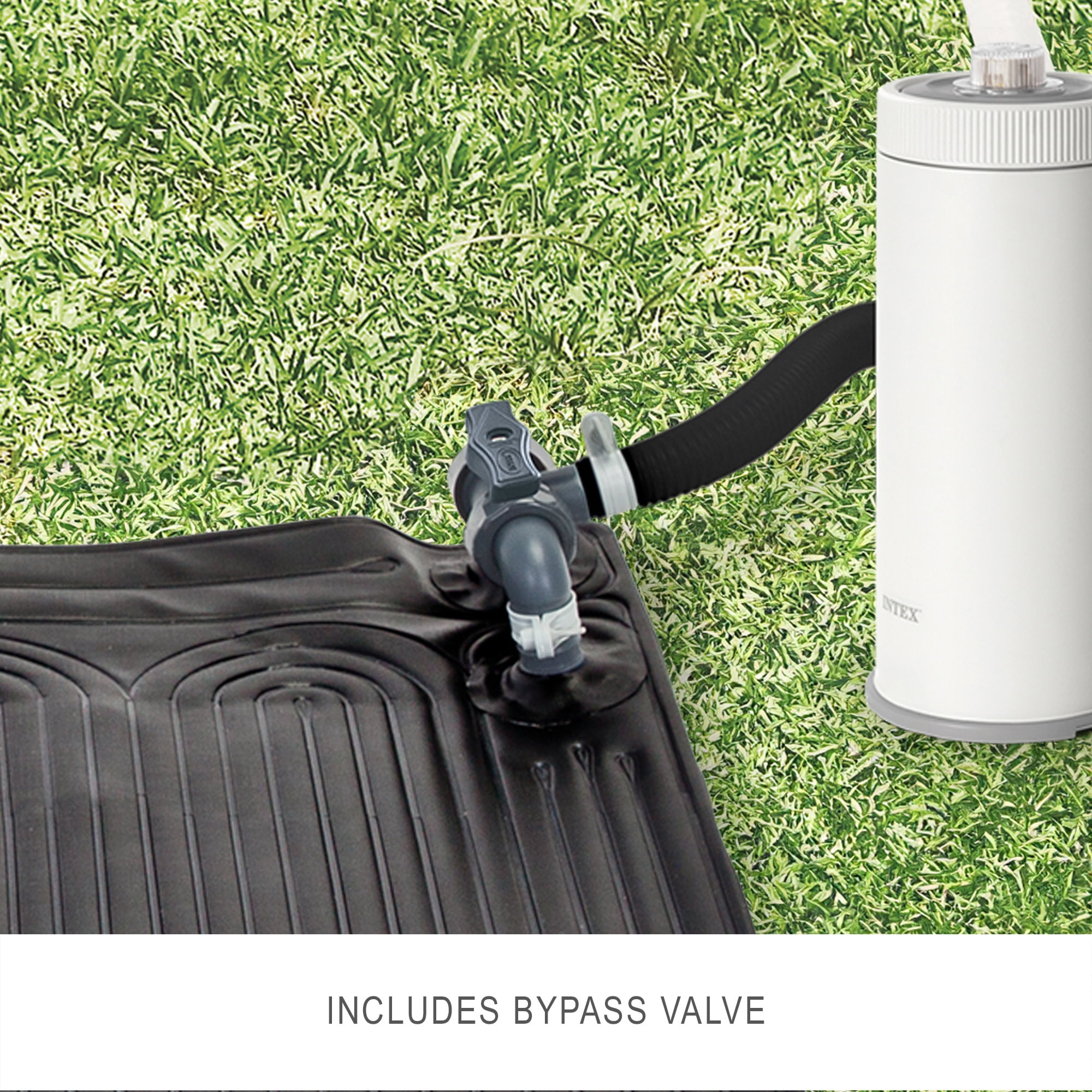 Intex: Solar Heater Mat - 47" Black, Water Warming Pad for 8k Gal Above Ground Swimming Pool, Raise Temperature 5-9 Degrees, Hose Attachment, Adapters