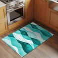 thumbnail image 3 of 2x3 Door Mat Rug, Turquoise Stripes Non-Skid Rubber Backing Large Rectangle Rugs - Living Room Bedroom Home Office, Vintage Farmhouse Ripple Texture Art Indoor Floor Mat Carpets Washable Rug, 3 of 9