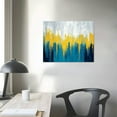 thumbnail image 3 of JRXY Modern Abstract Canvas Wall Art Gold and Blue Painting Prints with Gold Foil Accents 20x16in - Teal Blue Artwork for Living Room Bedroom Decor 16x12in, 3 of 4