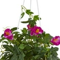 thumbnail image 2 of Nearly Natural 30in. Petunia Hanging Basket Artificial Plant, Purple, 2 of 3