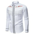 thumbnail image 1 of Blusa y camisa de manga larga con cuello vuelto para hombre, blusa informal de moda con botones bordados, blusa de manga larga con cuello vuelto, blusa de poliéster para hombre, 1 of 9