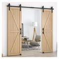 thumbnail image 2 of Heavy Duty Sturdy Sliding Barn Door Hardware Kit, Door Slides for Double Door Include 2 Door Handle and 2 Floor Guide Set ,Long Lasting, 2 of 6