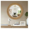 thumbnail image 2 of Round Rattan Wall Mirror with Wooden Framed, Modern Boho Decorative Mirror for Bathroom, Entry, Living Room, Bedroom, 24 Inch, 2 of 9