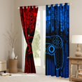 thumbnail image 3 of Feelyou Futuristic Gamepad Boys Curtains Pack of 2 (42x84 Each), Neon Honeycomb Abstract Curtains Blackout, Modern Video Game Bedroom Curtains, Black Out Curtains Decor, 3 of 6