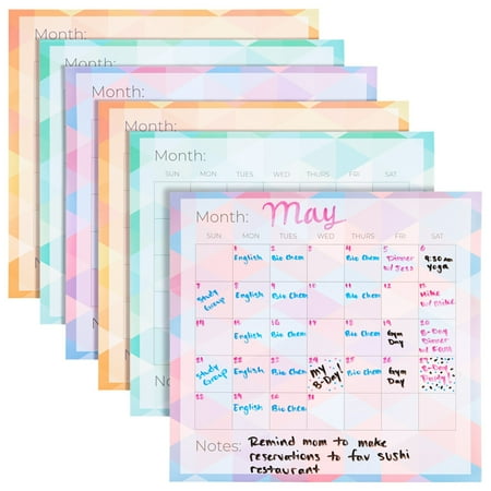 UPC: 0843128196619 | 6-Pack Undated Monthly Adhesive Peel and Stick Calendar  Dry Erase Reusable Calendar for Wall  Home Office Schedule Reminders  Memo Notes  3 Assorted Colors (13.75×12.8 in)
