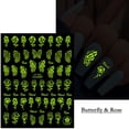 thumbnail image 3 of Nail Sticker Fluorescent Effect Glowing In Dark Good Adhesion Luminous Nail Stickers Flame Butterfly Star Slider for Manicure, 3 of 8