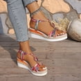 thumbnail image 3 of Rokment Boho Platform Wedge Dress Sandals for Women 2026 Beach Summer Ethnic Colorful Linen Sole Memory Foam Espadrilles High Heels Slingback Sandals C Size 7, 3 of 6