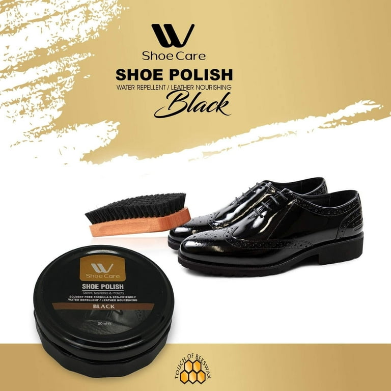 W Shoe Care Cleaning Scruber, & Shining Sponge with Black Shoe Polish Set 4  Pcs 
