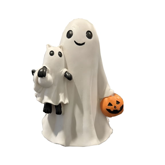 ACDANC 2026 New Ghost Hugging Cat Figurine Decor,Cute Halloween Ghost Decor with Spooky Ghost Hugging Cat,Statue for Porch,Garden Table,Bookshelf,Bedroom,Nice Piece,Halloween Decorations
