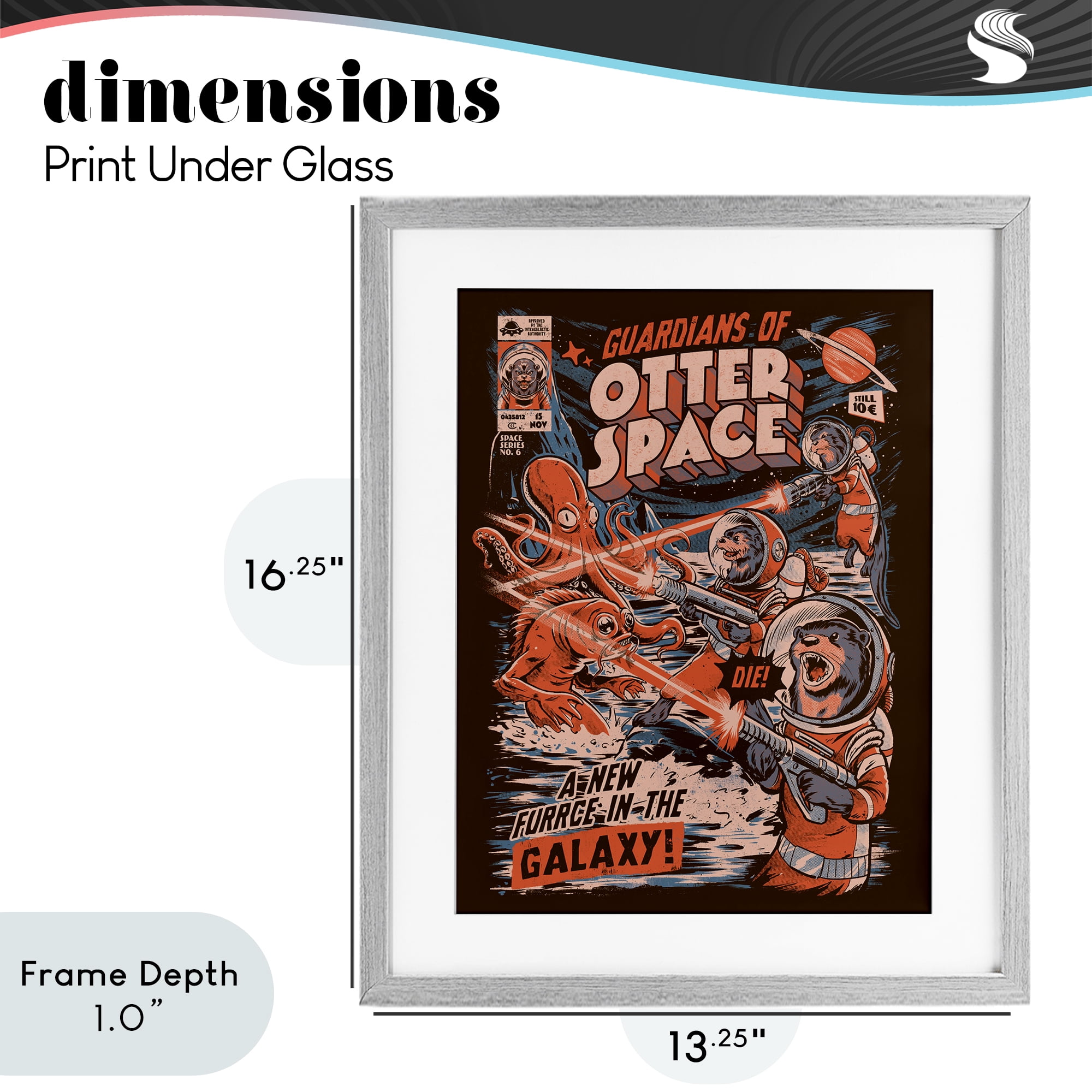 Stupell Industries Guardians Of Otter Space Retro Gray Framed Print Under Glass, design by EduEly Designs