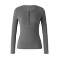 thumbnail image 4 of Lamuusaa Womenacute;s Spring Autumn Slim Tops Black Long Sleeve Button Down Ribbed Skinny T-shirt, 4 of 9
