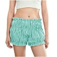 thumbnail image 1 of FAIWAD Womens Lace Layered Ruffle Shorts Mid Waist Puffer Mini Shorts Plaid Print Stretchy Shorts Streetwear, 1 of 8