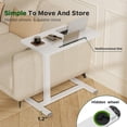 thumbnail image 4 of Mobile Standing Desk, Pneumatic Adjustable Rolling Desk(31.5 Inches), Portable Laptop Desk with Wheels, Overbed Bedside Table Laptop Table for Couch, Home, Office, White, 4 of 10