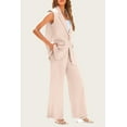 thumbnail image 4 of PRETTYGARDEN Women's 2 Piece Outfits Sleeveless Suit Vest and Wide Leg Pants Business Casual Blazer Sets, 4 of 7