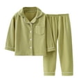 thumbnail image 2 of Antinious A Long-Sleeved Solid Color Casual Home Wear Set Suitable for Boys and Girls,Toddler Winter Long Sleeve Sleepwear Outfits Sets,Children's Winter Long Sleeve Home Wear Suit,Green,120, 2 of 5