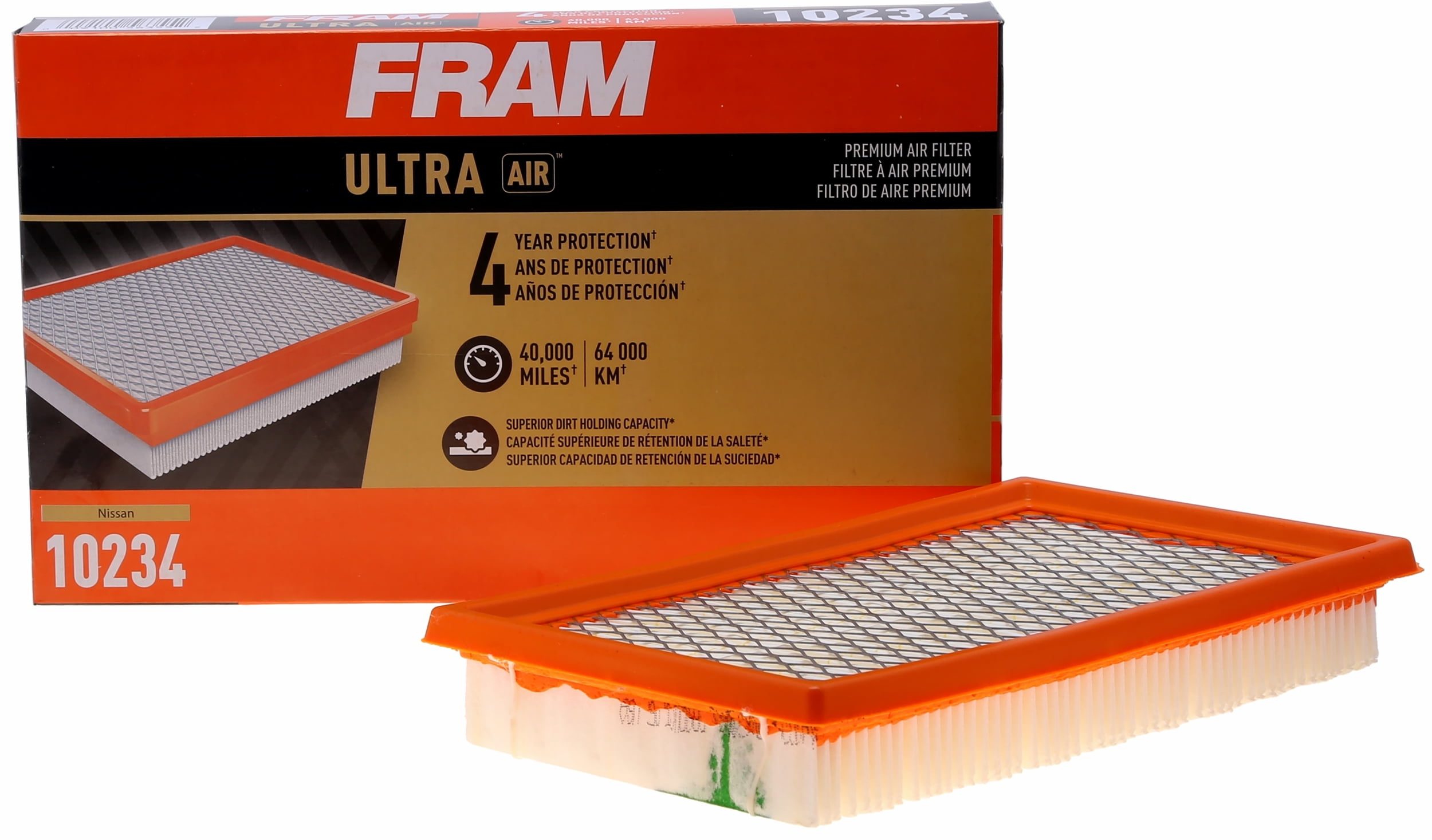 (2 pack) FRAM Ultra Premium 40,000 Mile Air Filter, 10234 for Select Nissan Vehicles