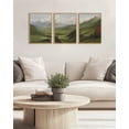 thumbnail image 2 of Drsoum Vintage Wall Art Mountain Range Valley River Landscape Painting Retro Meadow Scenery Farmhouse Living Room Decor 12x16in3pcs Brown Framed, 2 of 7