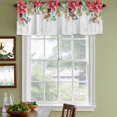 thumbnail image 3 of Christmas Curtain Valances for Windows, Kitchen Valance Window Treatments Panel 2 Pack, Winter Poinsettia Berry Farmhouse Wooden Grain Rod Pocket Short Curtains for Bathroom Bedroom 42 x 12 Inch, 3 of 8