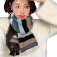 thumbnail image 3 of Women's Rainbow Color Block Knitted Scarves Korean Style Versatile Warm for Autumn Winter, 3 of 5