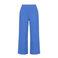 thumbnail image 4 of CYYOLLPF Linen Sets for Women gauze set Gauze Loungewear Sets Boho Peasant Shirt Matching Lounge Capri Pants Summer Pants Set linen pants set beach vacation outfits for women Blue M, 4 of 9
