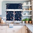 thumbnail image 6 of Kitchen Window Curtains Valance and Tier Set, Abstract Geometric on Navy Blue Rod Pocket Tier Curtain Valance Set, Color Block Minimalist Style Light Filtering Cafe Curtains for Bedroom Living Room, 6 of 9