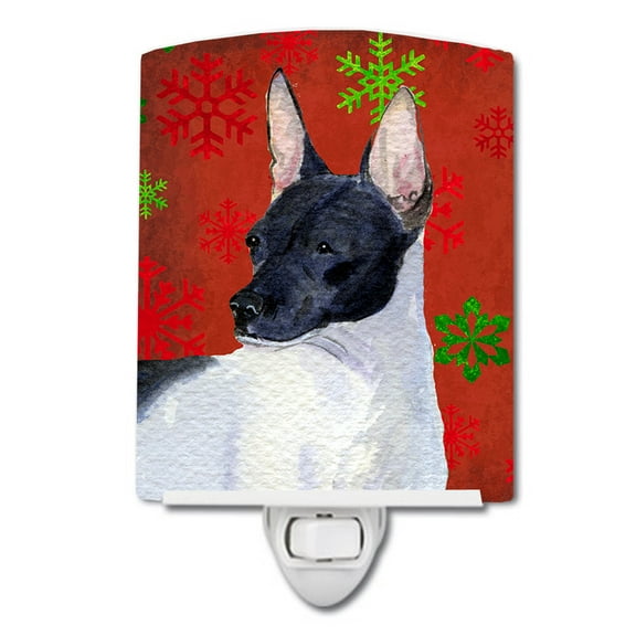 Rat Terrier Red Snowflakes Christmas Ceramic Night Light