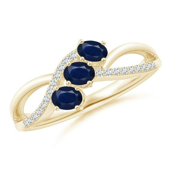 Oval Shape Blue Sapphire CZ Diamond Band Ring Women 925 Sterling Silver Yellow Gold Plated September Birthstone Wedding Anniversary Gift Gemstone Jewelry