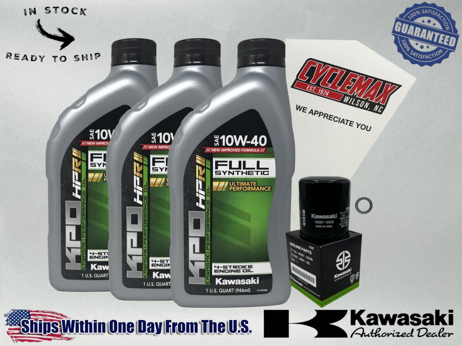 オイル Cyclemax Full-Synthetic KPO Oil Change Kit for Kawasaki NINJA 500