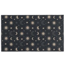 Dark Blue Sun Moon Star Pattern Door Rugs,Washable Non Slip Door Mats Indoor,Decorative Door Mats,Entry Mat Indoor for Entrance,Bedroom,Kitchen,Bathroom,17"x30"