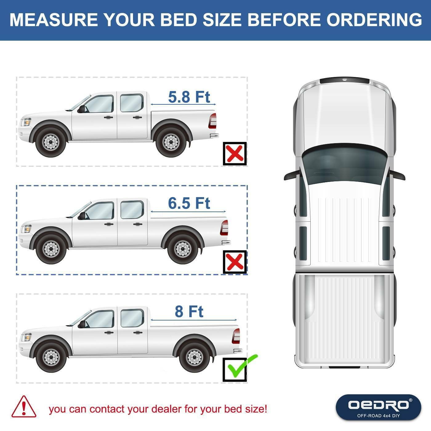 RVNI 8 Ft Soft Quad Fold Truck Bed Tonneau Cover for 2002-2023 Dodge Ram 1500 /Ram 2500 3500