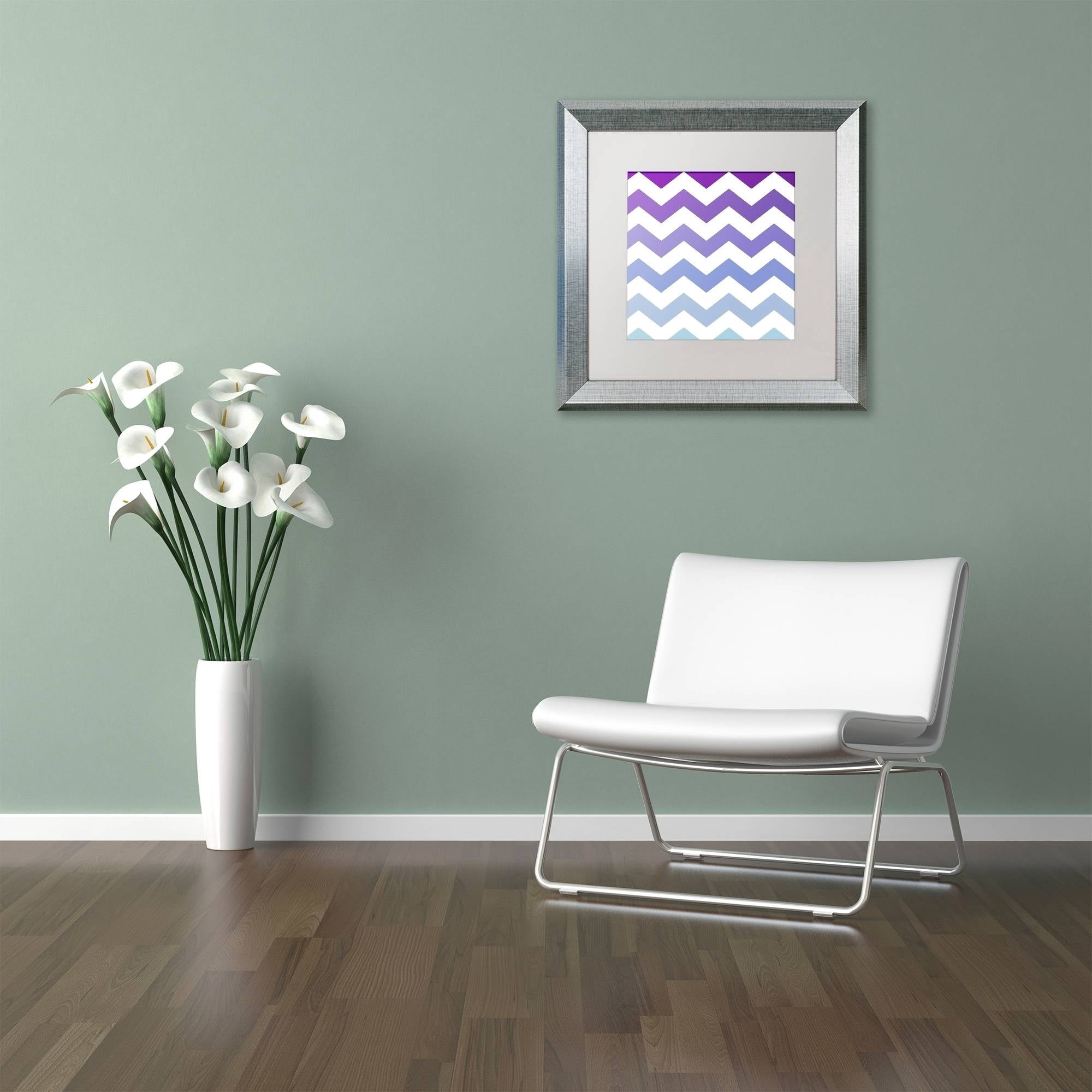 Trademark Fine Art "Purple-Blue Chevron" Canvas Art by Color Bakery White Matte, Silver Frame
