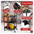 thumbnail image 4 of Folding Service Cart with Wheels, Heavy Duty Metal 3 Tier Foldable Utility Cart w/Universal Wheel & Compartments, Collapsible Tool Push Cart for Home Garage Office, 4 of 8