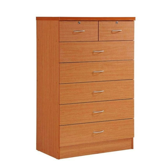 Hodedah 7-Drawer Chest with Locks on 2-Top Drawers in Cherry