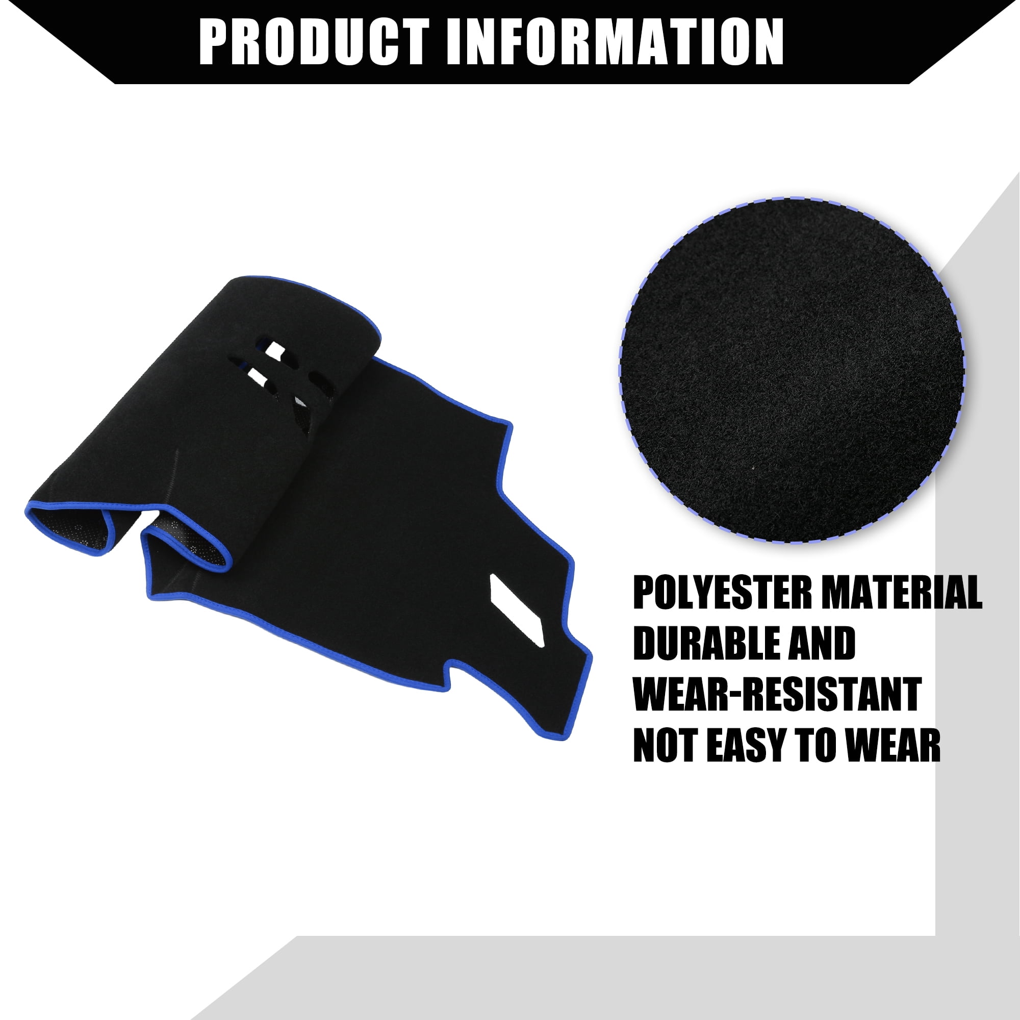 Unique Bargains Dash Cover for Audi A4 A5 2008-2015 Center Console Dashboard Cover Mat Polyester Black Blue 1 Pcs