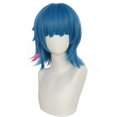 thumbnail image 1 of Peluca corta para cosplay azul con corte en capas y rayas rosas, 1 of 3