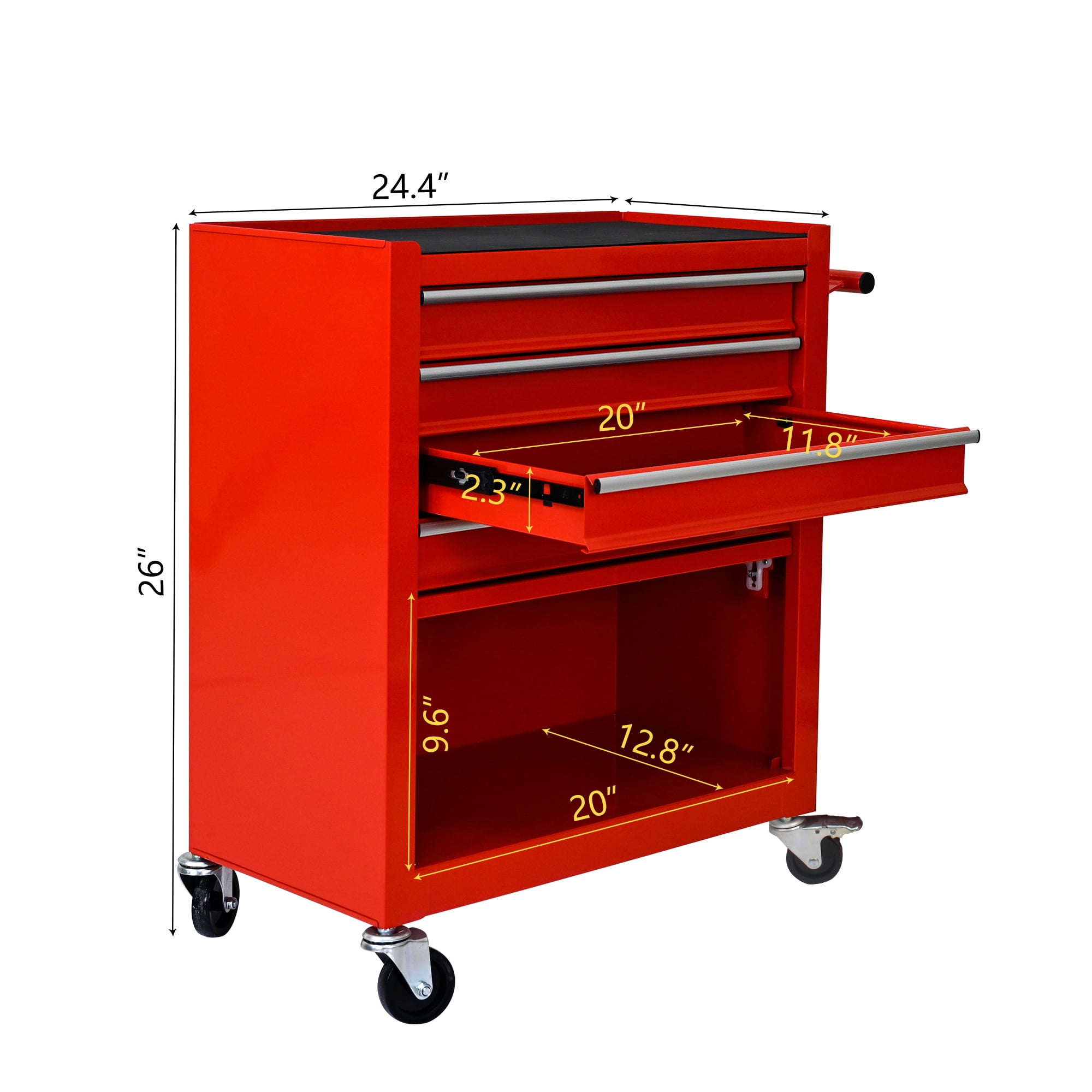 4 Drawers Multifunctional Tool Cart with Wheel Steel Tool Chest Storage Cabinet