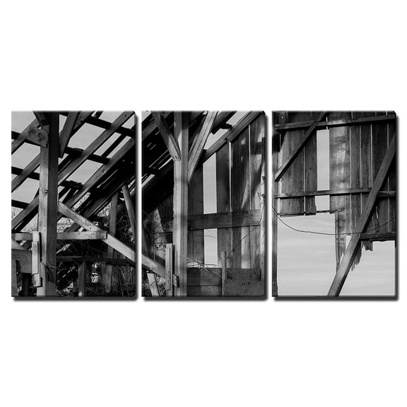 wall26 - 3 Piece Canvas Wall Art - Abandoned Barn - Modern Home Art Stretched and Framed Ready to Hang - 24"x36"x3 Panels