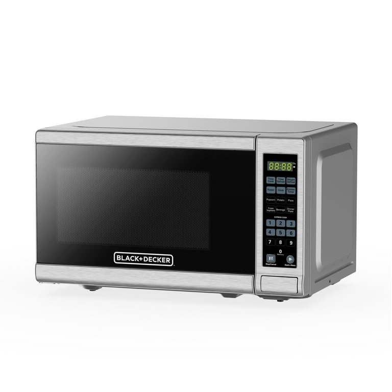 BLACK+DECKER Digital Microwave Oven with Turntable Push-Button Door, Child  Safety Lock, Stainless Steel, 0.9 Cu Ft & EM720CB7 Digital Microwave Oven