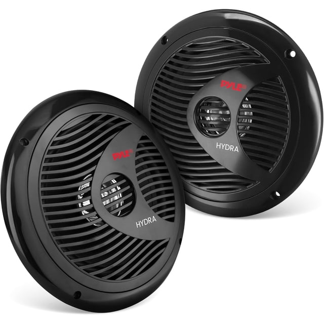 Pyle bocinas marinas dobl de 6.5 pulgadas. de sonido téreo para exterior ristente al agua. 2 vías. Poteia 150 watts. 1 par. Negro