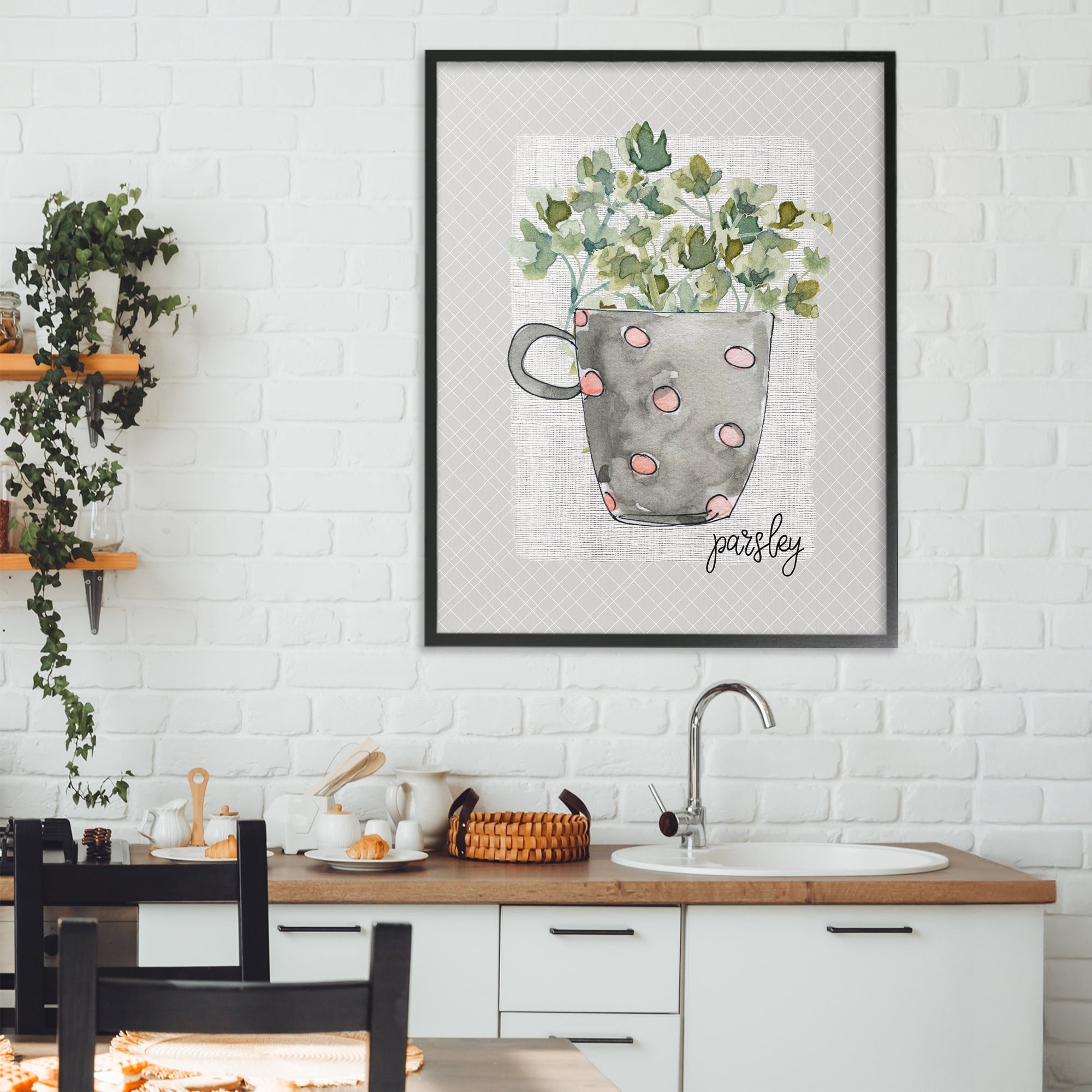 Stupell Industries Parsley Herb Mug Black Framed Giclee Art, design by Livi Finn