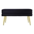thumbnail image 1 of Pemberly Row Banc de Rangement Contemporain en Velours Capitonné Noir, 1 of 7