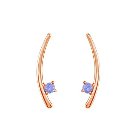 - UBUERS86521AGVRTZRD500 1.00 Carat Tanzanite Rose Gold Vermeil Climber Earrings