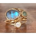 thumbnail image 4 of Womens Gold Plated Ring with Colorful Moonstone Shell Design Inlaid Artificial Gems and Semi Precious Stones Fashion Jewelry Gift for Her, 4 of 5