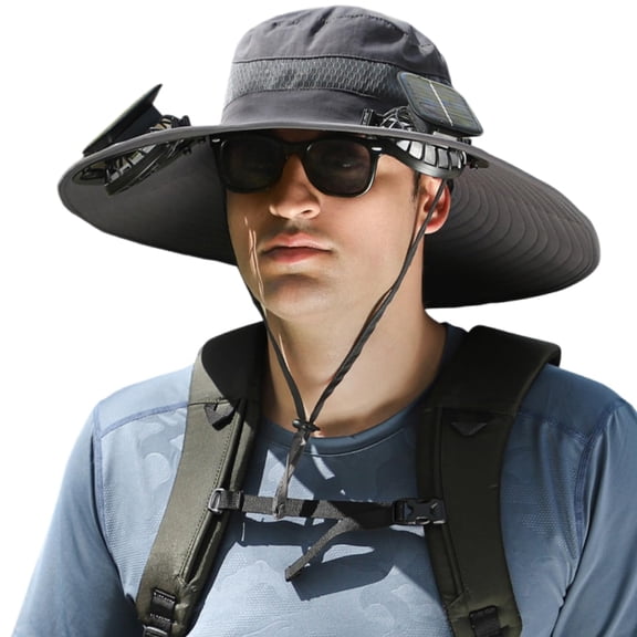 Solar Fan Hat for Men Women Wide, Dual Removable Fans with Solar & USB Charging, Keeps Cool Under Sun for Fishing Hiking Gardening Outdoor Activities